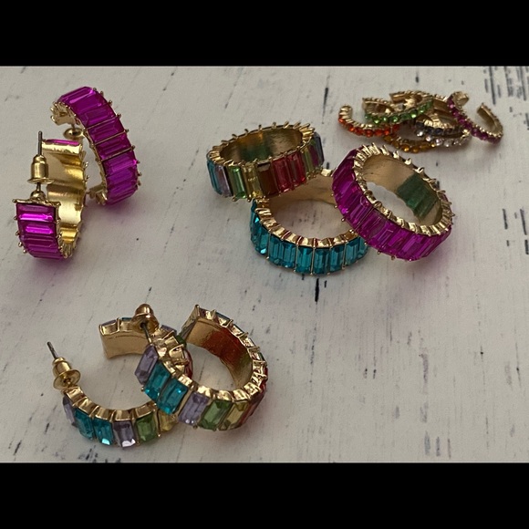 Colorful crystal earrings & rings - Picture 3 of 10